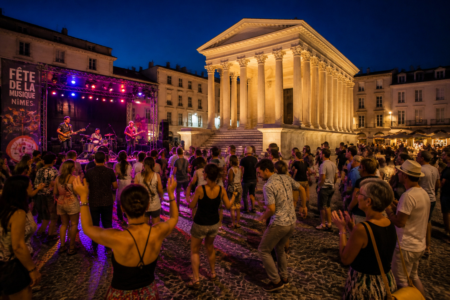 Fete de la musique a nimes danse et concert devant la maison carree