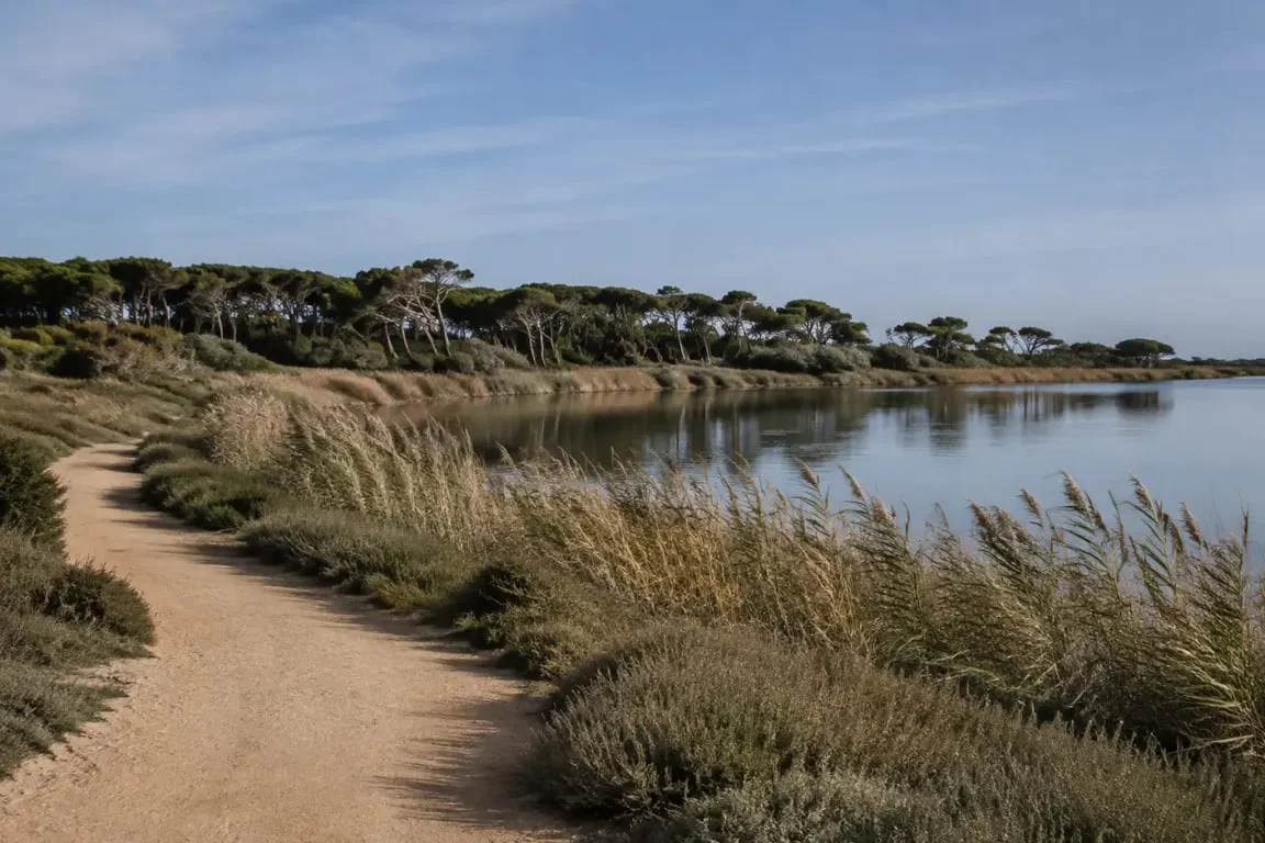 Paysage lagunaire naturel de Barcarès autour du site des Dosses