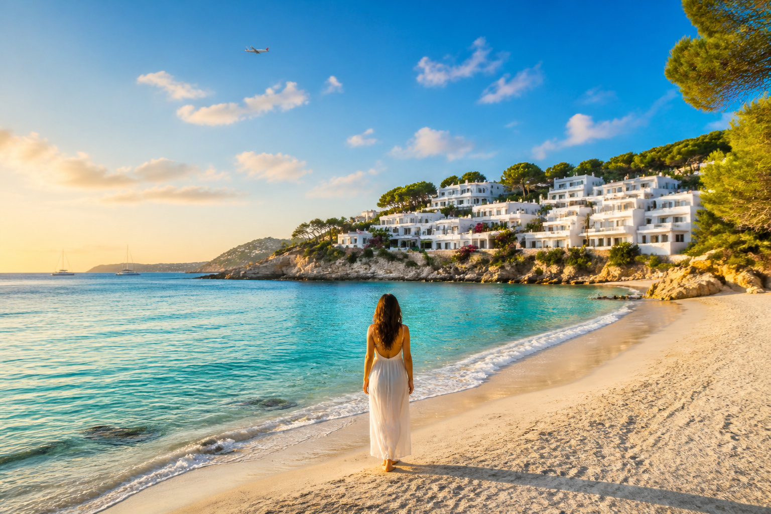 Plage dibiza au coucher du soleil