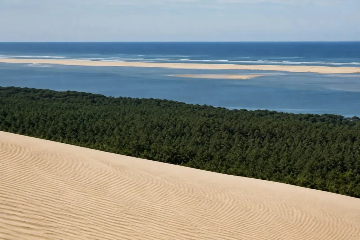 Vue panoramique de Pyla-sur-Mer, de la dune du Pilat et du bassin d’Arcachon